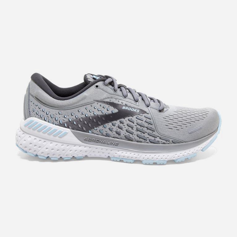 Brooks Women's Adrenaline Gts 21 Road Running Shoes Singapore - Oyster/Alloy/Light Blue (71289-IWYP)